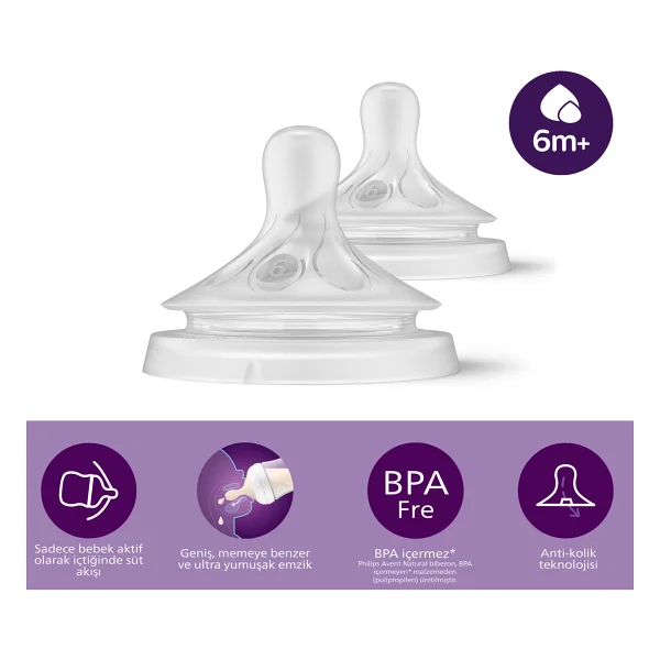 Philips Avent Scy963/02 Natural Response No:3 1 Ay+ 2'li Biberon Emziği - Görsel 8