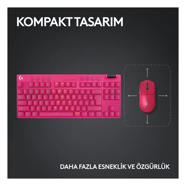 Logitech G Pro X Tkl 920-012159 Pembe RGB Tactile Switch Kablolu/Kablosuz Mekanik Oyuncu Klavyesi - Görsel 7