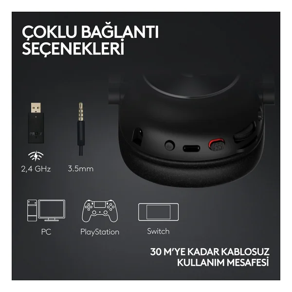 Logitech G Pro X 2 Lightspeed 7.1 Kablolu/Kablosuz Kulak Üstü Oyuncu Kulaklığı - Görsel 5
