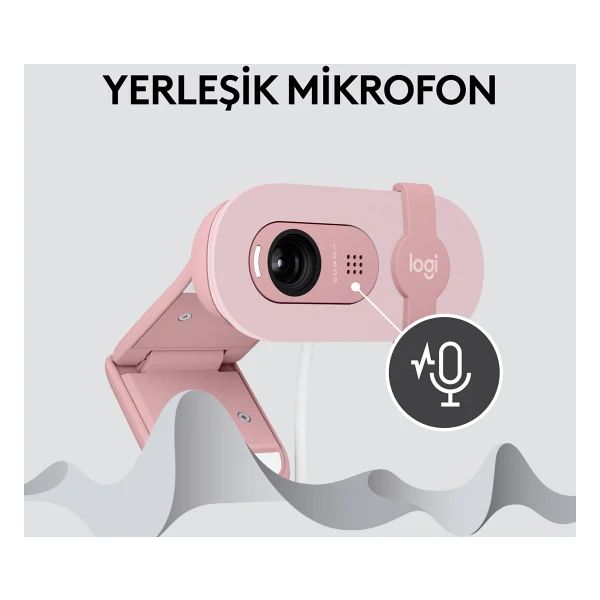 Logitech Brio 100 Pembe Full HD 1080p Mikrofonlu Webcam - Görsel 5
