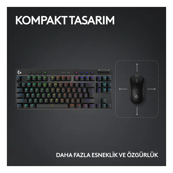 Logitech G Pro X Tkl RGB Tactile Switch Kablolu/Kablosuz Mekanik Oyuncu Klavyesi - Görsel 7