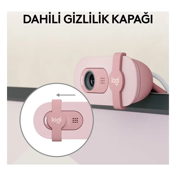 Logitech Brio 100 Pembe Full HD 1080p Mikrofonlu Webcam - Görsel 4
