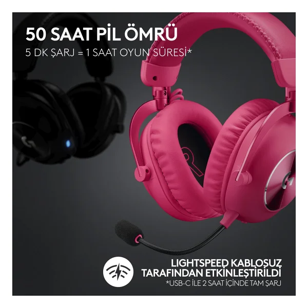 Logitech G Pro X 2 Lightspeed 7.1 Kablolu/Kablosuz Kulak Üstü Oyuncu Kulaklığı - Görsel 3