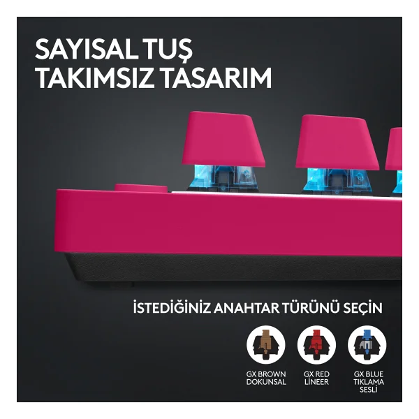 Logitech G Pro X Tkl 920-012159 Pembe RGB Tactile Switch Kablolu/Kablosuz Mekanik Oyuncu Klavyesi - Görsel 4