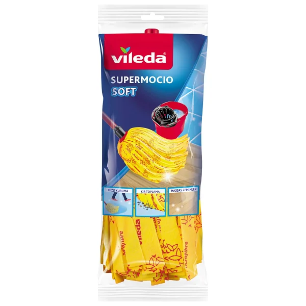 Vileda 12 Paket Supermocio Soft %30 Mikrofiberli Yedek Paspas - 12'li - Görsel 6