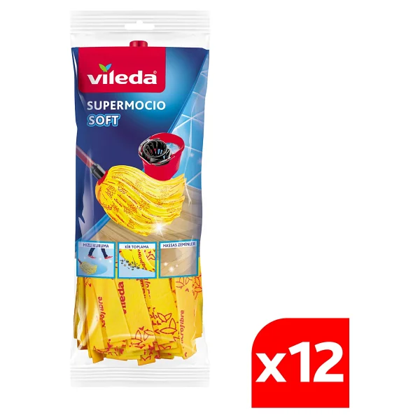 Vileda 12 Paket Supermocio Soft %30 Mikrofiberli Yedek Paspas - 12'li - Görsel 8