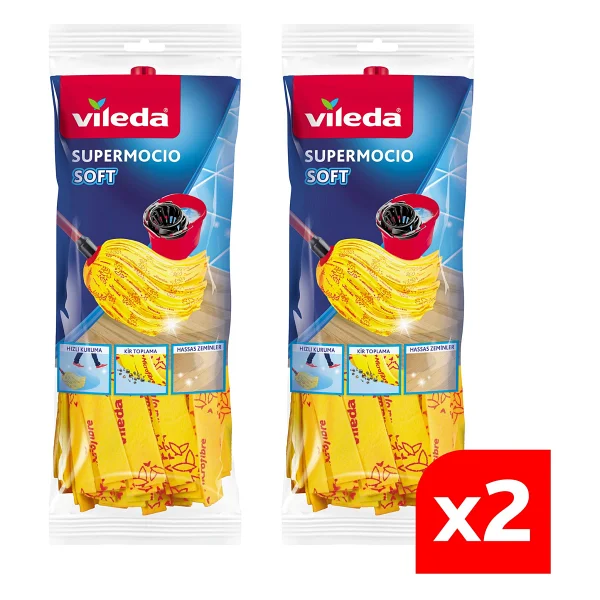 Vileda 12 Paket Supermocio Soft %30 Mikrofiberli Yedek Paspas - 12'li - Görsel 7