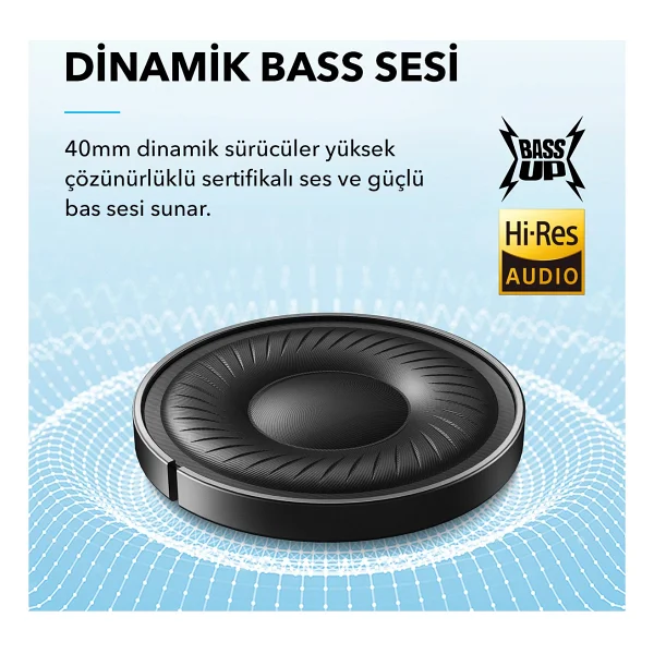 Anker Soundcore Life Q20i Siyah Kulak Üstü Bluetooth Kulaklık - Görsel 3