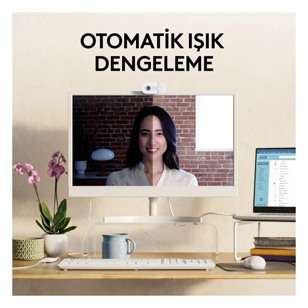 Logitech Brio 100 Beyaz Full HD 1080p Mikrofonlu Webcam - Görsel 9