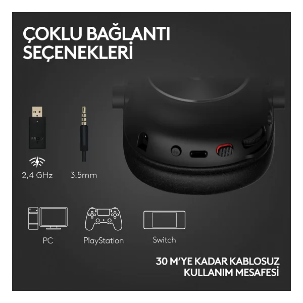 Logitech G Pro X 2 Lightspeed Siyah 7.1 Kablolu/Kablosuz Kulak Üstü Oyuncu Kulaklığı - Görsel 5