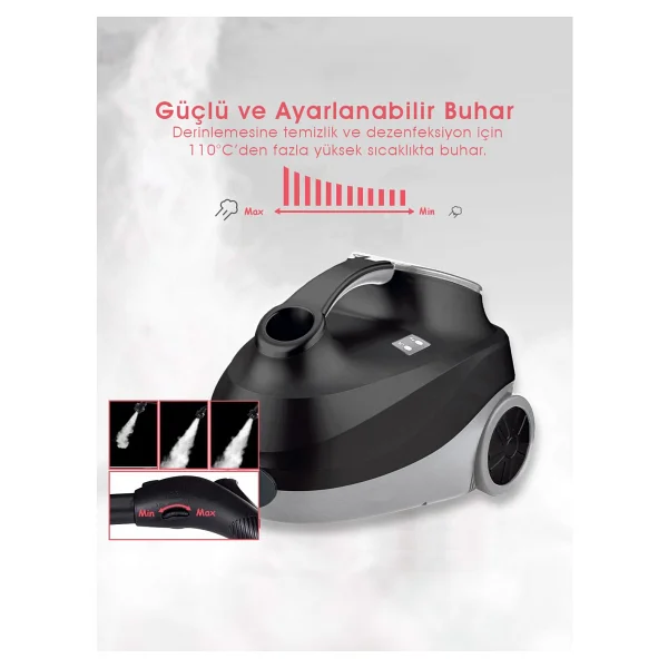 Pirantech Cb-107c 2000 W Siyah Buharlı Temizleyici - Görsel 4
