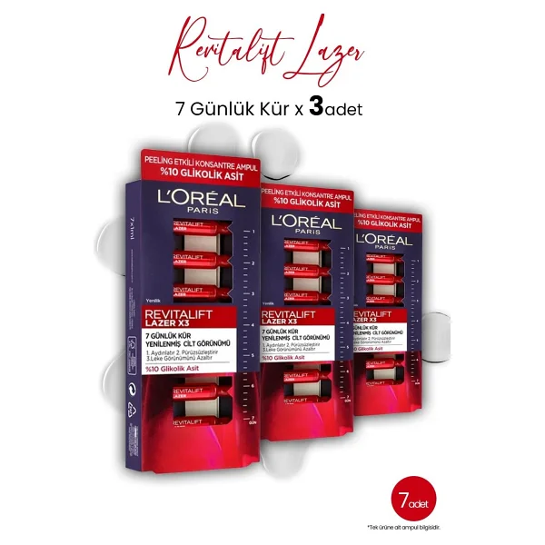 L'oreal Paris Loreal Paris Revitalift Lazer X3 Peeling Etkili 7 Günlük Ampül Kür X 3 Adet - Görsel 2