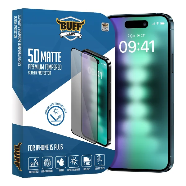 Buff iPhone 15 Plus 5d Glass Ekran Koruyucu Şeffaf - Görsel 6