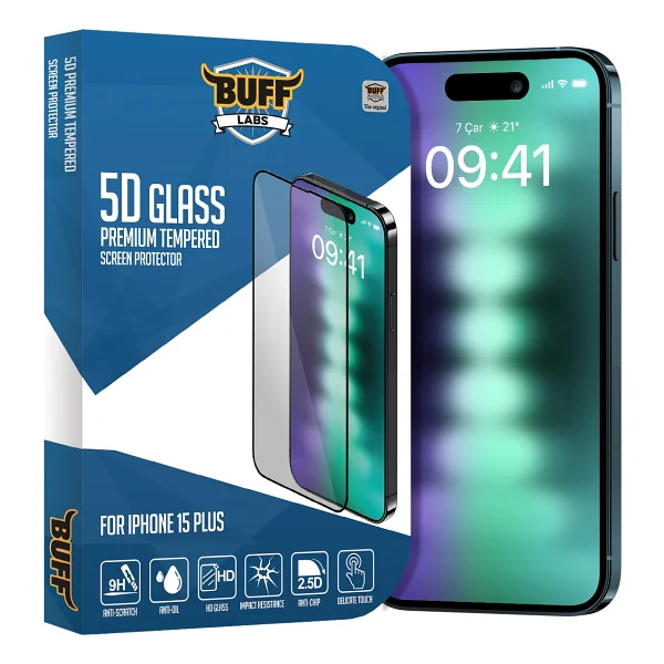 Buff iPhone 15 Plus 5d Glass Ekran Koruyucu Şeffaf - Görsel 5