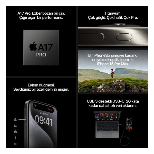iPhone 15 Pro 128 GB Natürel Titanyum - Görsel 8