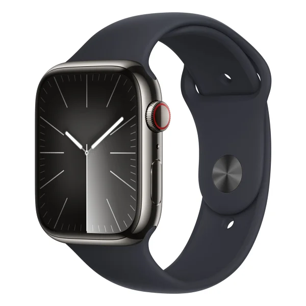 Apple Watch Series 9 GPS + Cellular 45mm Paslanmaz Çelik Kasa Spor Kordon Akıllı Saat - Görsel 9