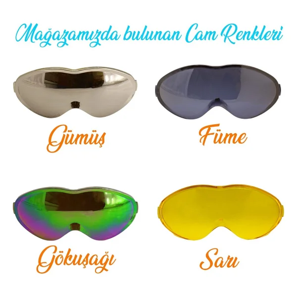 Badem10 Kayak Gözlüğü Değiştirebilir Camlı Güneş Kar Gözlük Gümüş Snowboard Glasses Gözlük+1 Adet Yedek Cam (Sarı) - Standart - Görsel 5
