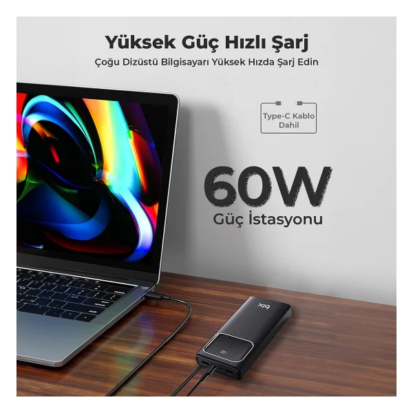 Bix Pb303 LED Göstergeli 30000 mAh Hızlı Şarj Powerbank - Görsel 7
