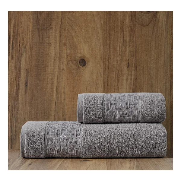Soley Oppolo Extra Yumuşak Pamuklu Eponj 2'li Havlu Seti - 70 X 140 Cm - 50 X 90 Cm - Gri - Görsel 3