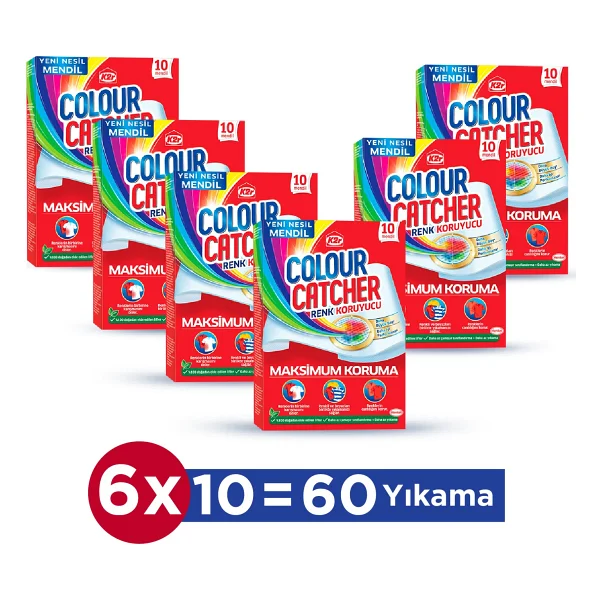 K2r Renk Koruyucu Mendil 10'lu X 6 Paket 60 Yıkama Maksimum Koruma Özelliği İle - 10 Yıkama - Görsel 3