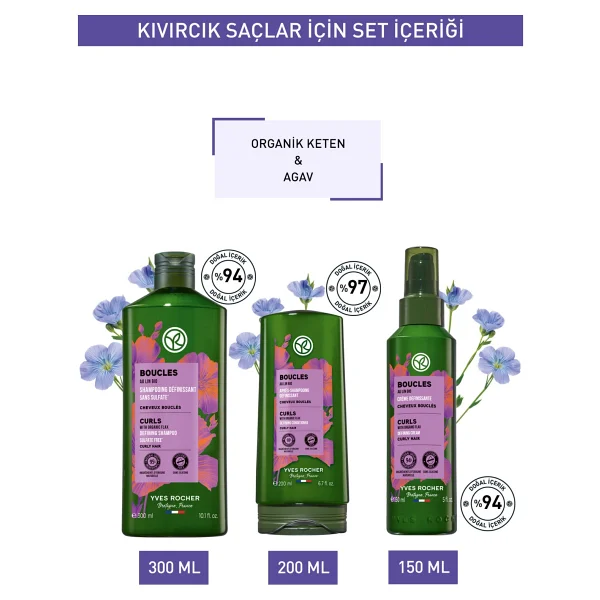 Yves Rocher Kıvırcık Dalgalı Saçlar Bukle Belirginleştirici Orijinal Boy Şampuan,Saç Kremi,Saç Bakım Kremi Seti - Görsel 2