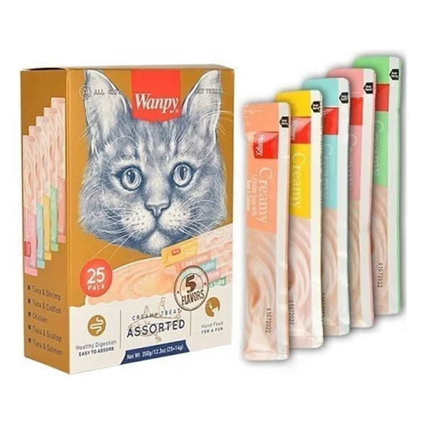 Wanpy Creamy Cat Treat Karışık Krema Sıvı Kedi Ödül Maması 14 Gr X 10 Adet - Görsel 6