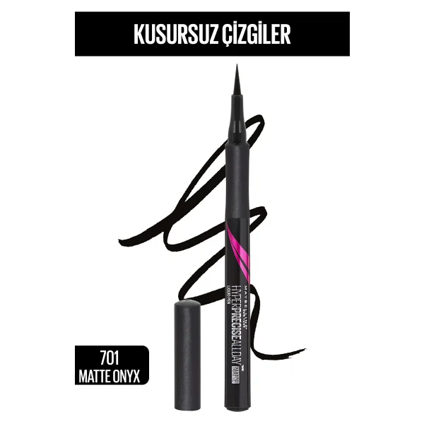 Maybelline New York Hyper Precise All Day Eyeliner - 701 Matte Onyx - Mat Siyah & Maybelline Mini Matte Ink - Görsel 3