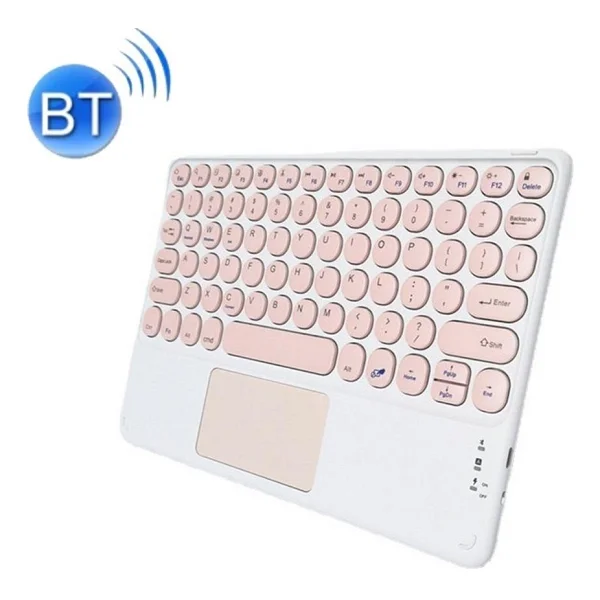 Valkyrie Kablosuz Touchpad Bluetooth Klavye - Ios Android Windows Uyumlu - Türkçe Dil - Şarjlı - Ultra İnce - Type-C Giriş Pembe - Görsel 2