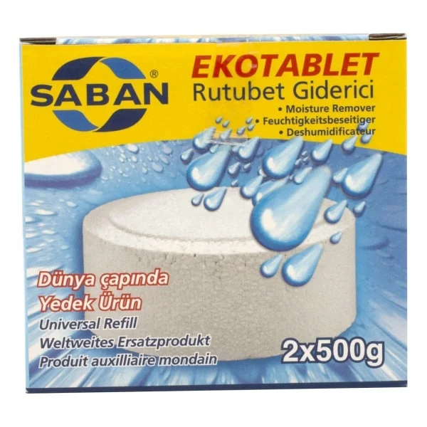 Saban 2x500 Gram - Naturel Kokusuz, Nem Alıcı Rutubet Ve Küf Önleyici Yedek Tablet - Görsel 5