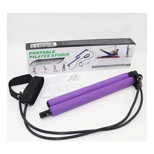 Leyaton Portable Pilates Studio Jimnastik Lastiği Egzersiz Çubuğu Yoga Plates Spor Kondisyon Direnç Aerobik - Mor - Görsel 4