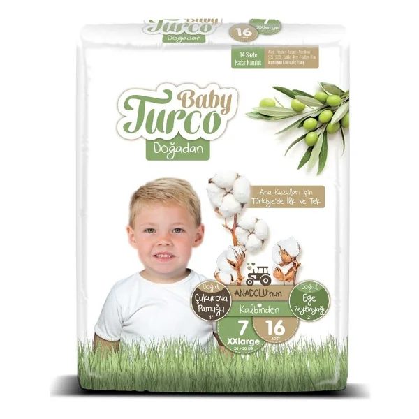 Baby Turco Doğadan 7 Numara Xx Large 16'lı Bebek Bezi - Görsel 2