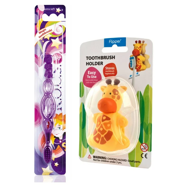 R.O.C.S. Kids 3-7 Yaş Diş Fırçası + Flipper Hijyenik Saklama Kabı Seti Zürafa Figürlü - Görsel 4