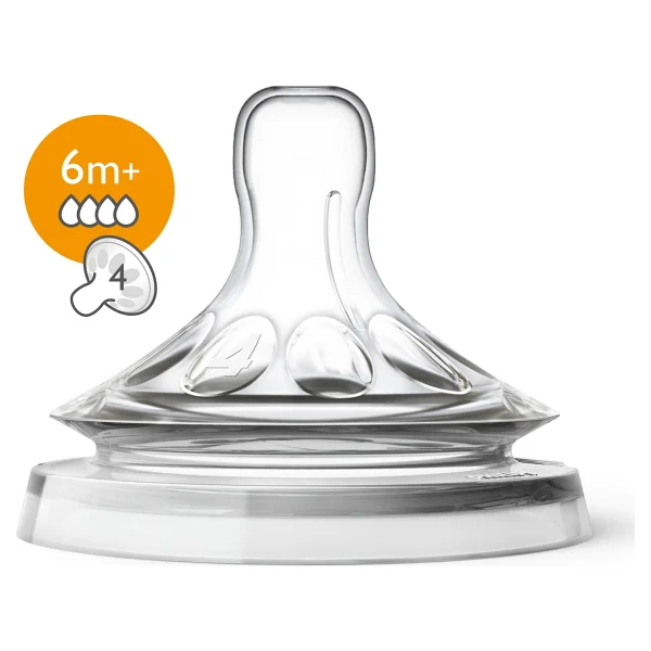 Philips Avent Natural Silikon Biberon Emziği - 4 Delikli Gelişmiş Anti-Kolik Sistemi, 6 Aydan İtibaren, Sızdırmaz, Bpa İçermeyen, 2'li Paket - Görsel 4