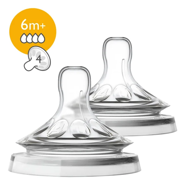 Philips Avent Natural Silikon Biberon Emziği - 4 Delikli Gelişmiş Anti-Kolik Sistemi, 6 Aydan İtibaren, Sızdırmaz, Bpa İçermeyen, 2'li Paket - Görsel 5