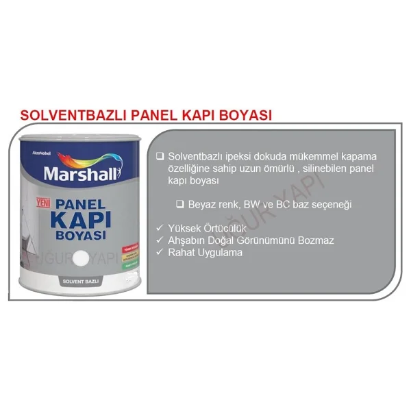 Marshall Marshall Solvent (Tiner) Bazlı Amerikan Panel Kapı Boyası 2.5 Lt -6 Parça Set - 2.5 L+ Boyama Seti - Avokado - Görsel 2