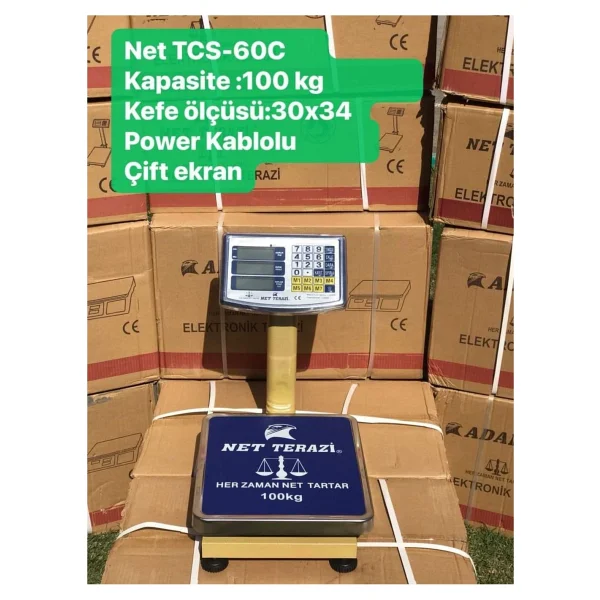 Net Terazi Tcs-60c 100kg Terazi Kafe Ölçüsü 30x34 Manav Bakkal Terazi - Görsel 3