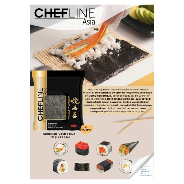 Chefline Asia Sushi Nori Gold Yosun 50 Yaprak 125 Gr - Görsel 3