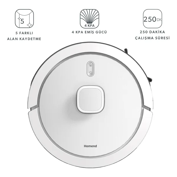 Homend Alex Laser Power Plus 1287h Çöp İstasyonlu Akıllı Robot Süpürge - Görsel 6