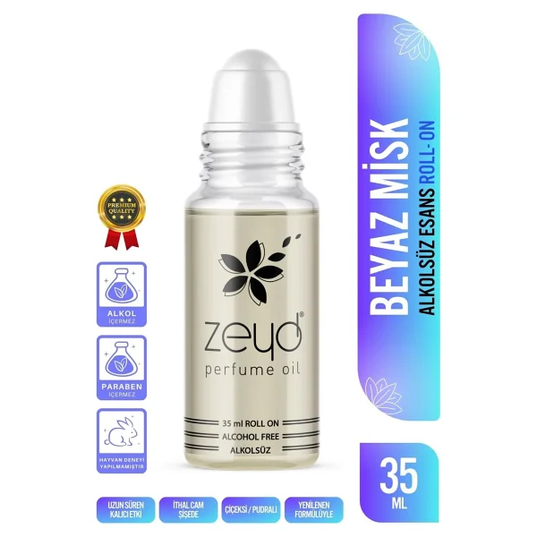 Zeyd Beyaz Misk Kokulu Alkolsüz Esans 35 Ml Parfüm Esansı Roll-On Edp Esansiyel Yağ Zeyd - Beyaz Misk 35 Ml Roll On Alkolsüz Esans-Edp-Cep Parfüm - 30 Ml - Görsel 2