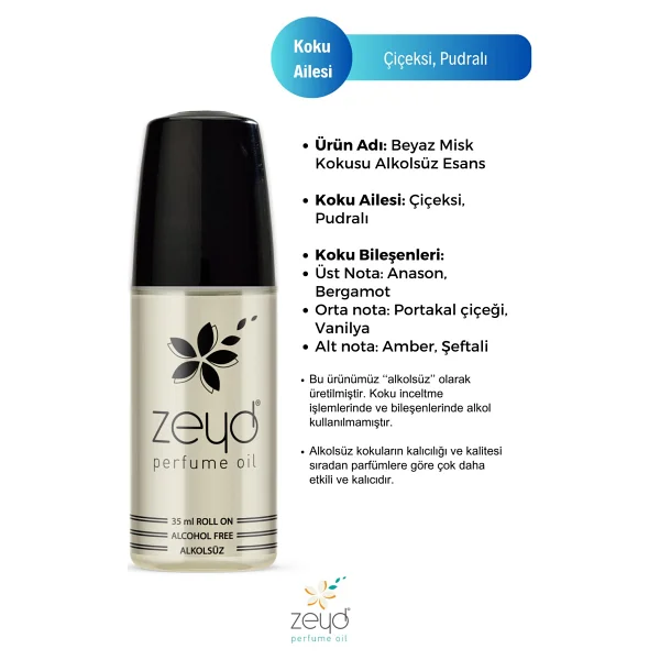 Zeyd Beyaz Misk Kokulu Alkolsüz Esans 35 Ml Parfüm Esansı Roll-On Edp Esansiyel Yağ Zeyd - Beyaz Misk 35 Ml Roll On Alkolsüz Esans-Edp-Cep Parfüm - 30 Ml - Görsel 3