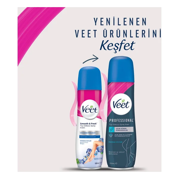 Veet Professional Bacak & Vücut Bölgesi Hassas Ciltler 150 Ml 2 Adet Tüy Dökücü Sprey Krem - Görsel 6
