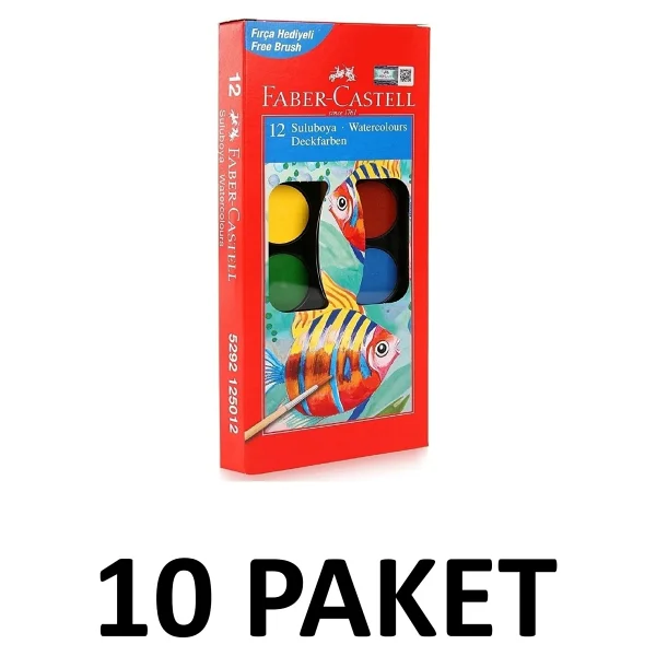 Faber-Castell Faber Castell 12 Renk Sulu Boya Küçük Boy 10 Adet - Görsel 6