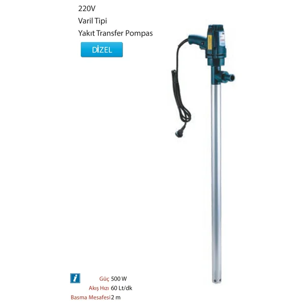 Mitacan Mttp600cac 220v Varil Tipi Yakıt Transfer Pompası - Görsel 3