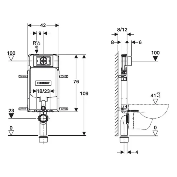 Geberit Gömme Rezervuar Alpha 8cm Kombifix 110.174.00.1 + Geberit 616.004.21.1 Stop Valf - Görsel 2