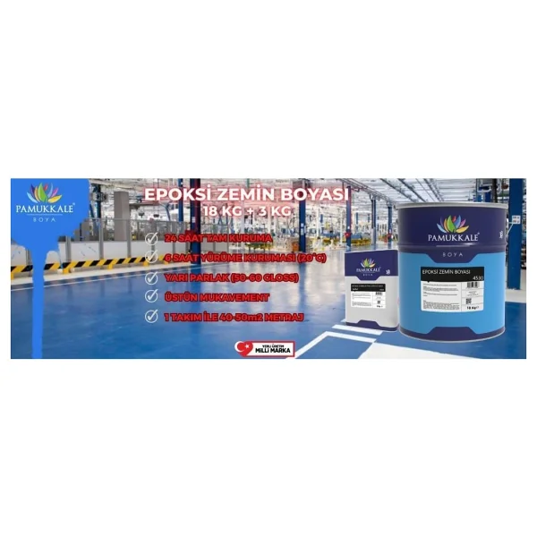Pamukkale 4530 Epoksi Zemin Boyası 18+3 Kg Antrasit Gri Ral 7016 - Görsel 2
