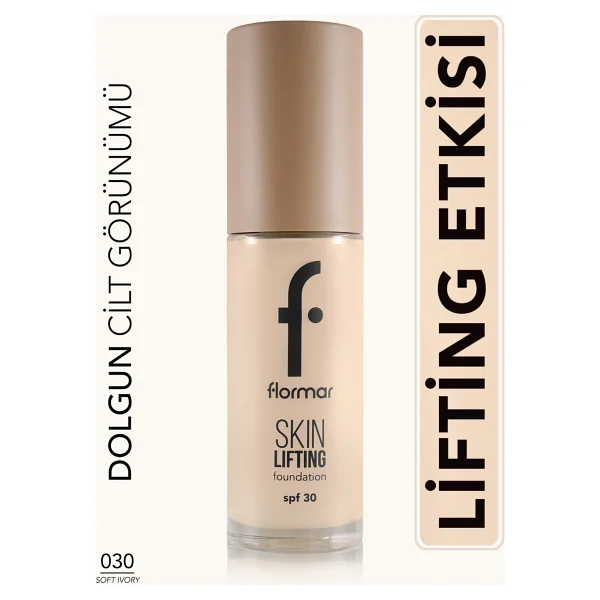 Flormar Skin Lifting Sıkılaştırıcı Bakım Yapan Spf 30 030 Soft Ivory 30 Ml Likit Fondöten - Görsel 5