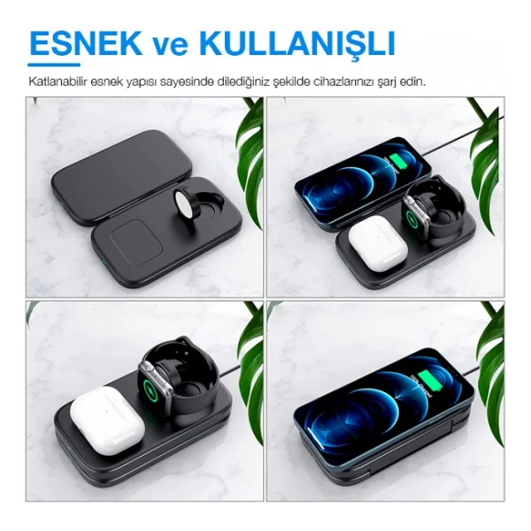 Ally W66 3in1 Kablosuz Hızlı Şarj Aleti - Görsel 5