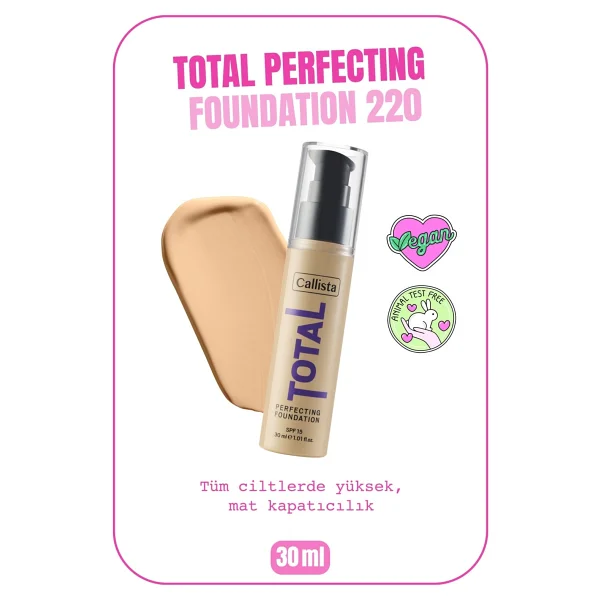 Callista Total Perfecting 220 Natural Beige Fondöten - Görsel 5