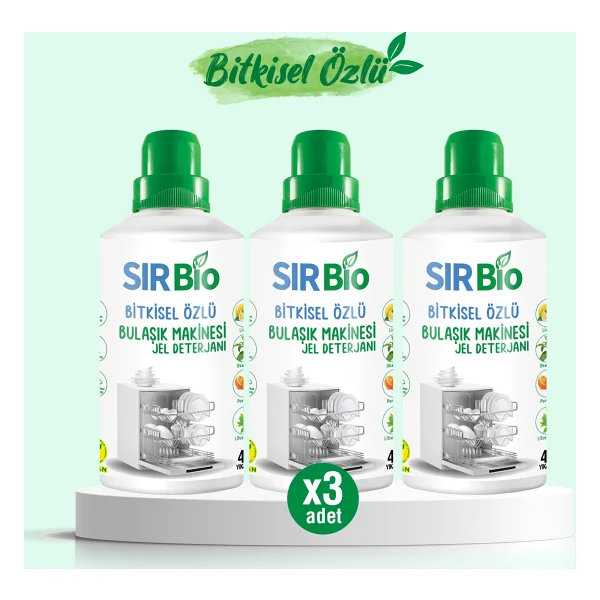 Sır Bio Bitki Özlü Bulaşık Makinesi Jel Deterjanı 40 Yıkama 1 Lt 3'lü - Görsel 7