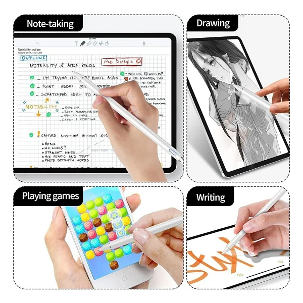 M.Tk Moveteck Huawei Matepad 11.5 Inç Uyumlu Android Tablet Kalemi Pencil Dokunmatik Kalem Stylus Yazı Çizim Alüminyum Kasa Teknik Kalem - Beyaz - Görsel 3